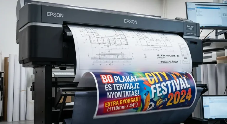 Nagyformátumú tervrajz és plakát nyomtatás B0+ méretig. Brutális sebességgel, mérnöki precizitással.